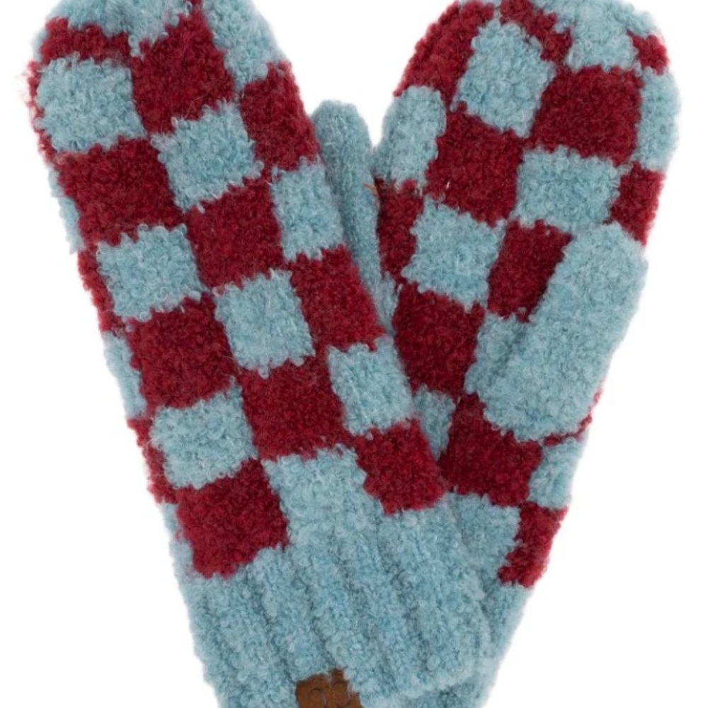 Red and Blue Checkered Mittens